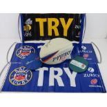 A quantity of Rugby memorabilia inc a signed Rugby ball.