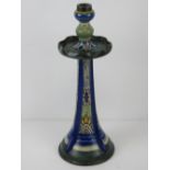 A ceramic table lamp base in blue and green ground marked Damascus Holland 0124/2 to base and