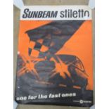 An original c1970s Sunbeam Stiletto poster produced by Rootes group, measuring 100 x 75cm.