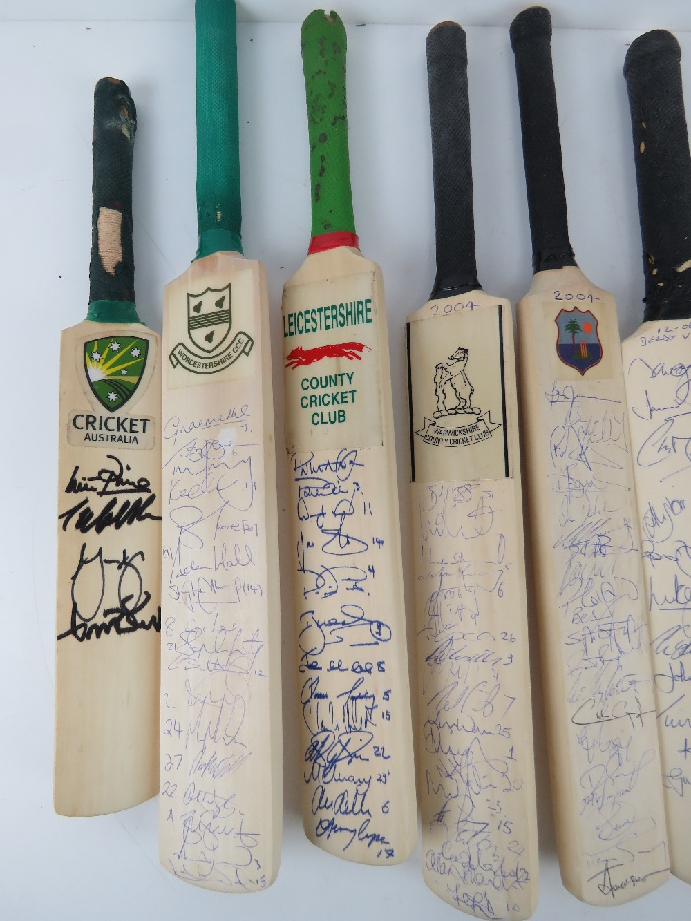 A quantity of miniature County Cricket team hand signed bats for Worcestershire, Surrey, - Image 2 of 4