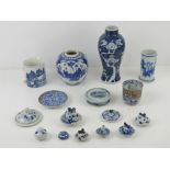 A quantity of 19th / 20th century and earlier Oriental blue and white wear including shoulder vase,