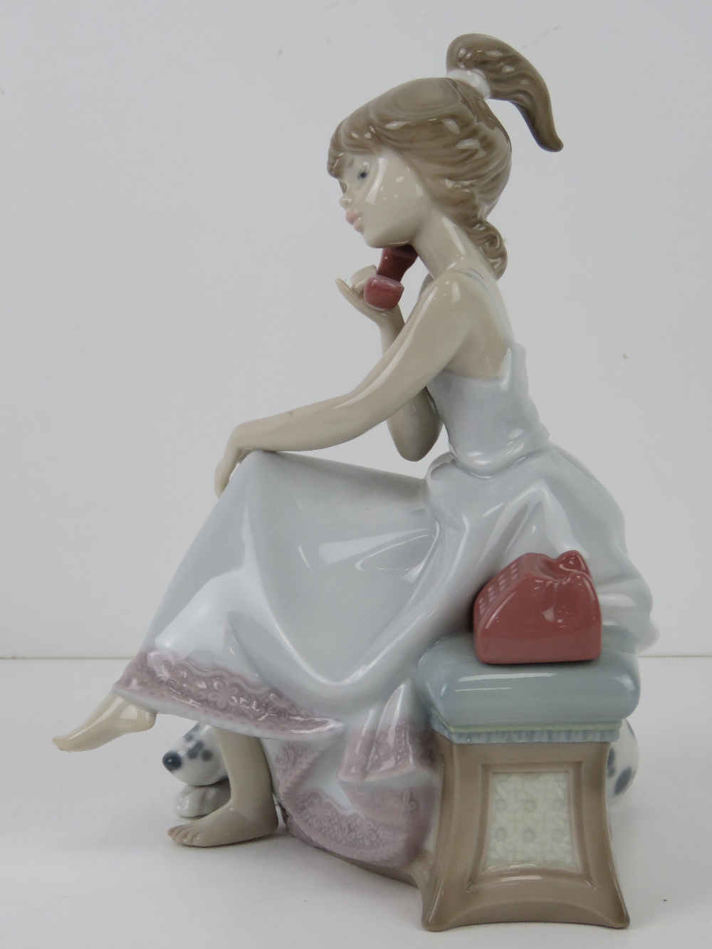 Lladro figurine 5466 'Chit Chat' a girl on the phone with Dalmatian dog at feet, with box, 20. - Image 3 of 6