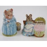 Two Beatrix Potter Beswick figurines, old back stamp, 'Hunca Munca' and 'Aunt Pettitoes'.