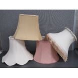 Four assorted large lamp shades, 52cm, 47cm, 55cm and 51cm wide respectively.