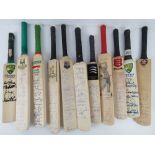 A quantity of miniature County Cricket team hand signed bats for Worcestershire, Surrey,