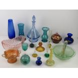 A quantity of assorted 20th century glassware including; stem vases, silver overlaid miniature vase,