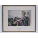 Pastel; a study of a recumbent lady reading upon a chaise longe entitled Eileen,