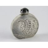A Native American (Navaho style) sterling 925 silver miniature perfume bottle having makers mark MR,
