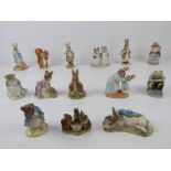 Beatrix Potter Royal Albert figurines including; Squirell Nutkin, Peter in the Goosebury net,