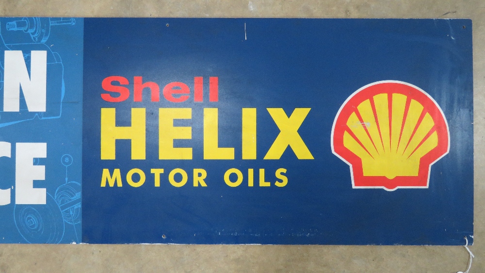 A vintage c1980s Shell Helix Motor Oils 'Lubrication Service' sign made on fibreboard and measuring - Bild 3 aus 4