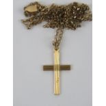A 9ct gold crucifix on 9ct gold chain necklace, 3.2g.