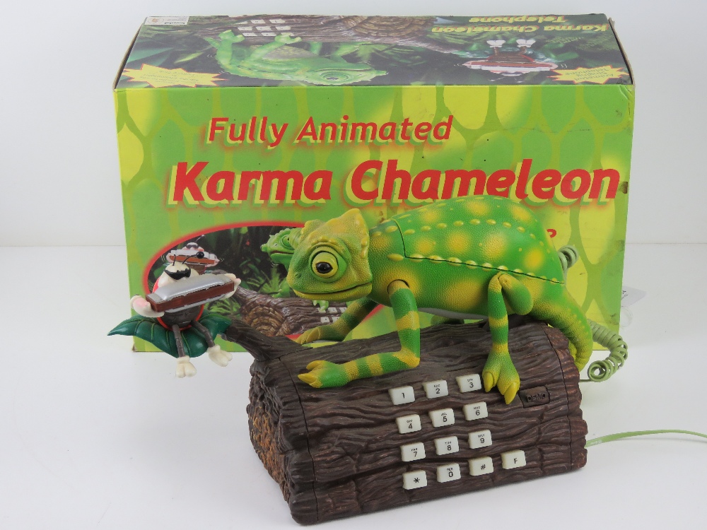 A contemporary 'Karma Chameleon' animated singing telephone in original box.