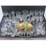 A quantity of assorted glassware including; Waterford Crystal cut glass small bowl, 10cm dia,