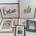 A quantity of assorted prints, some signed by the artist, also some impressionist paintings,