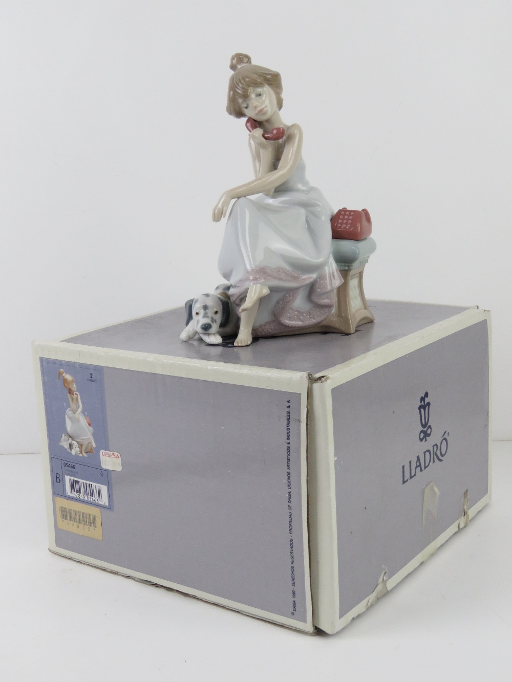 Lladro figurine 5466 'Chit Chat' a girl on the phone with Dalmatian dog at feet, with box, 20. - Image 6 of 6