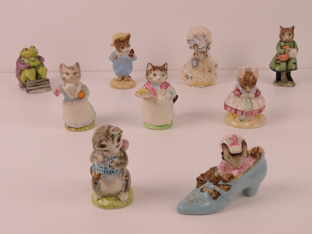 Beatrix Potter Beswick figurines each having brown back stamp.