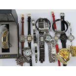 A quantity of assorted ladies wristwatches including a HM silver example a/f, Swatch, Seiko in box,