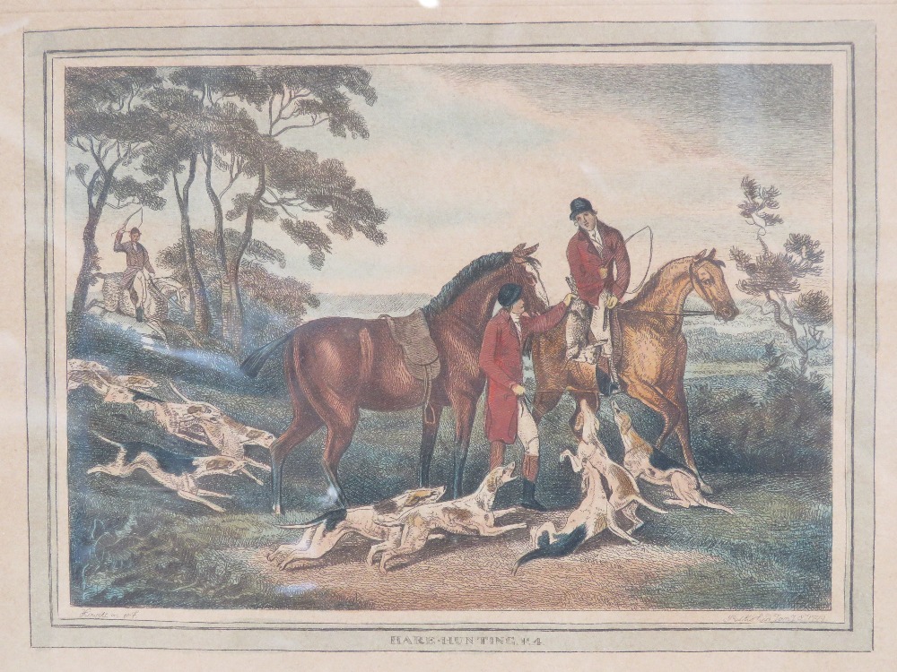 A set of four hand tinted Hare hunting p - Image 2 of 7