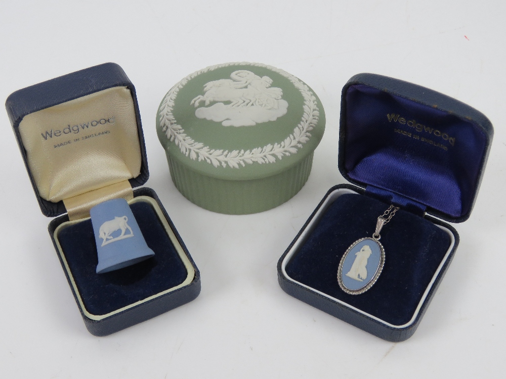 A HM silver and Wedgwood blue Jasperware