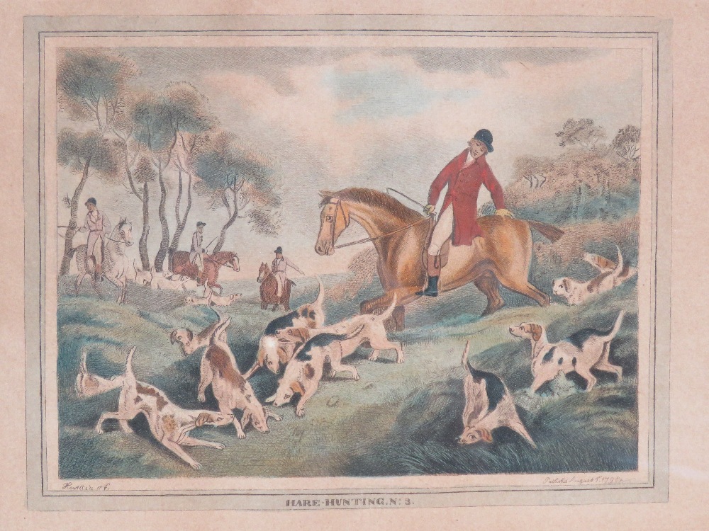 A set of four hand tinted Hare hunting p - Image 4 of 7