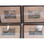 A set of four hand tinted Hare hunting p