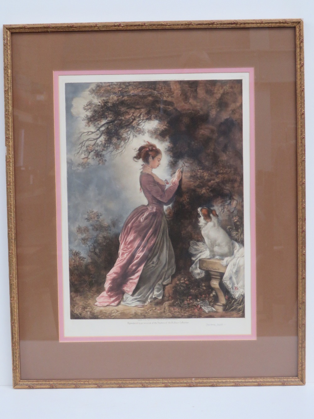 A framed print from a painting in the Wa