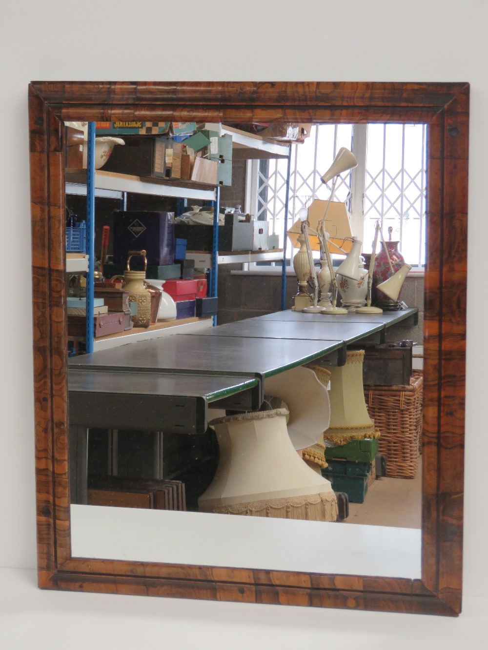 A good stepped walnut framed wall mirror