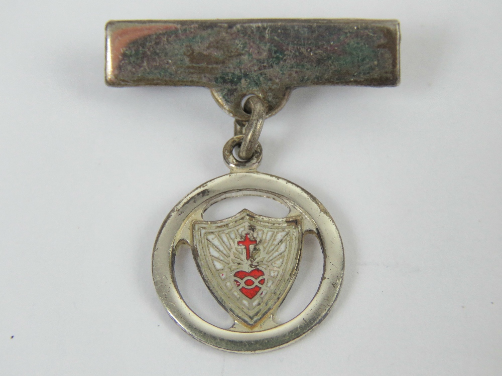 A HM silver Sacred Heart enamelled brooc