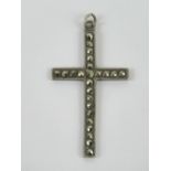 A silver and marcasite cross or crucifix