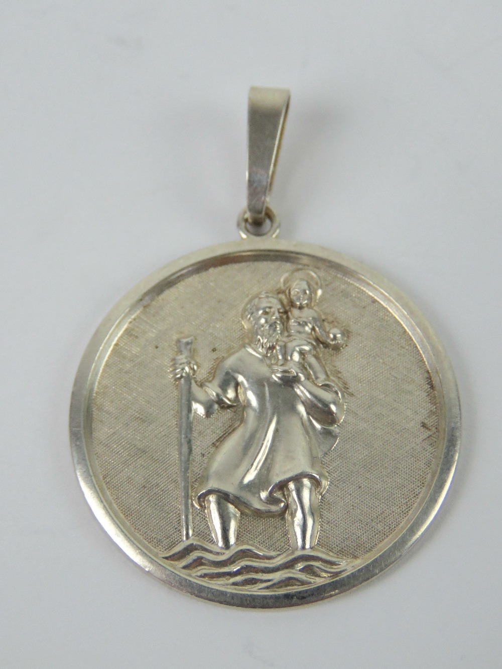 A large HM silver St Christopher pendant