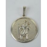A large HM silver St Christopher pendant