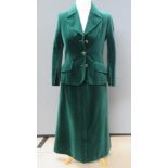 Two piece velvet jacket and skirt suit by Strelitz, label size 10,