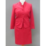 Designed and made by Rosemarie van Bree; Two-piece skirt suit in red,