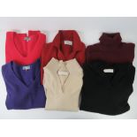 A quantity of 100% pure cashmere jumpers sizes 34/S/UK10, labels inc The Cashmere Centre,