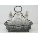 A large silver plated and cut glass crue