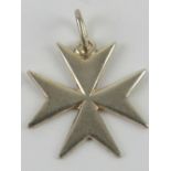 A hallmarked silver Maltese cross pendan