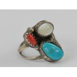 A Native American ring having turquoise