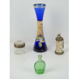 A Venetian hand painted glass bud vase,