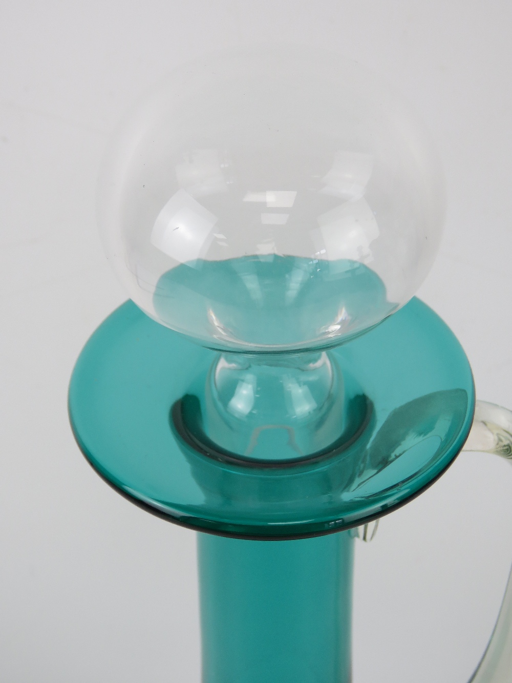 A turquoise and clear glass claret jug s - Image 3 of 3