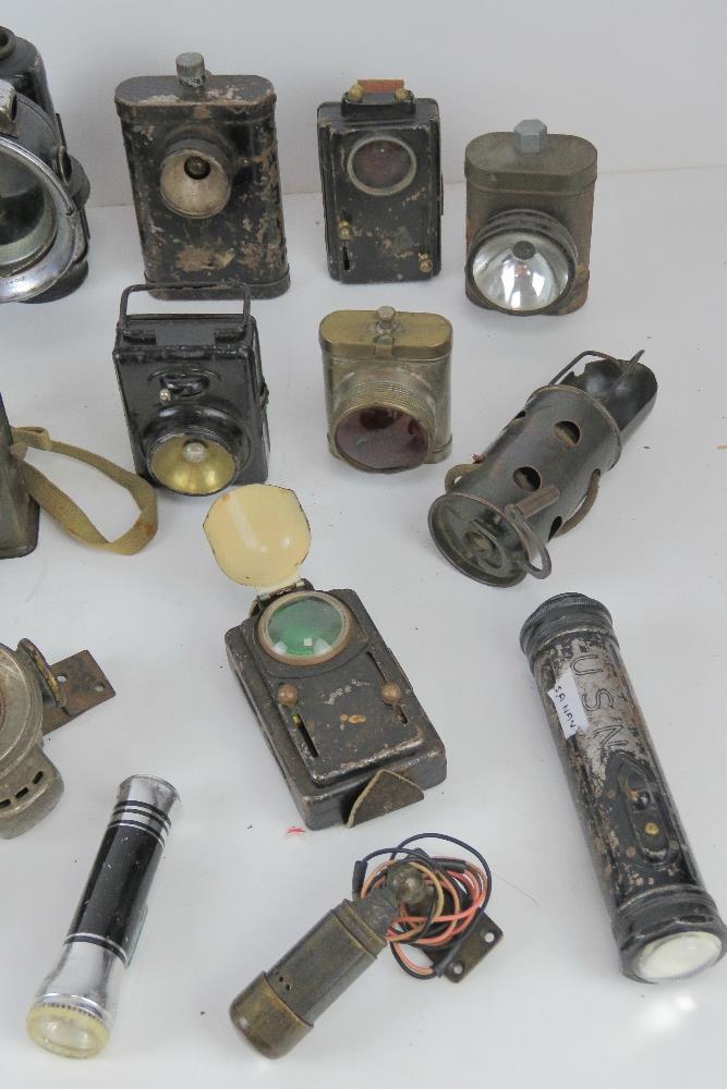 A large quantity of assorted lamps and torches inc bike lamps, Air Ministry signal lamp, - Image 2 of 19