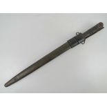 A P14/17 bayonet 44cm blade and wooden grip, with scabbard and frog.