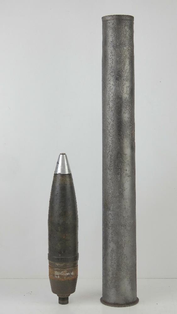 An inert WWII German 7.62 Pak36R shell with projectile. - Image 2 of 3