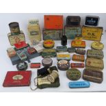 A quantity of circa WWII and later tins inc Odgens St Julian Tobacco, Horlicks tablets,