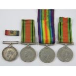 Two WWII medal pairs, each being War & Defence medals, one war medal engraved for 029373 PTE.R.