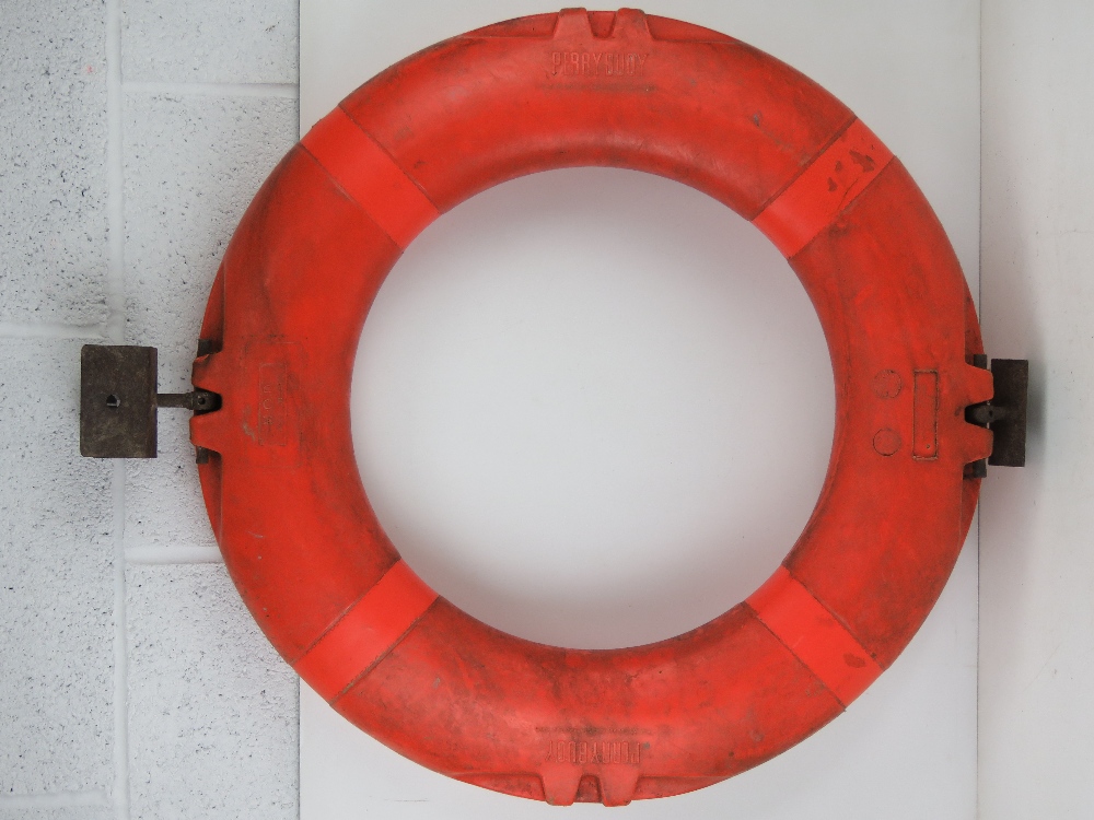 A HMS Marlborough life preserver ring having mounting hooks attached. - Image 3 of 6