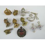 A quantity of assorted cap badges, some brass,