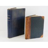 Two vintage ledger books, one being leather half bound, both partially inscribed.