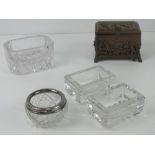 An HM silver and cut glass salt,