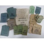 A National Provincial Bank Ltd cloth cash bag containing a quantity of pre-decimalisation coin bags