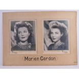 Two monochromatic original press photographs for the actress Marion Gordon,